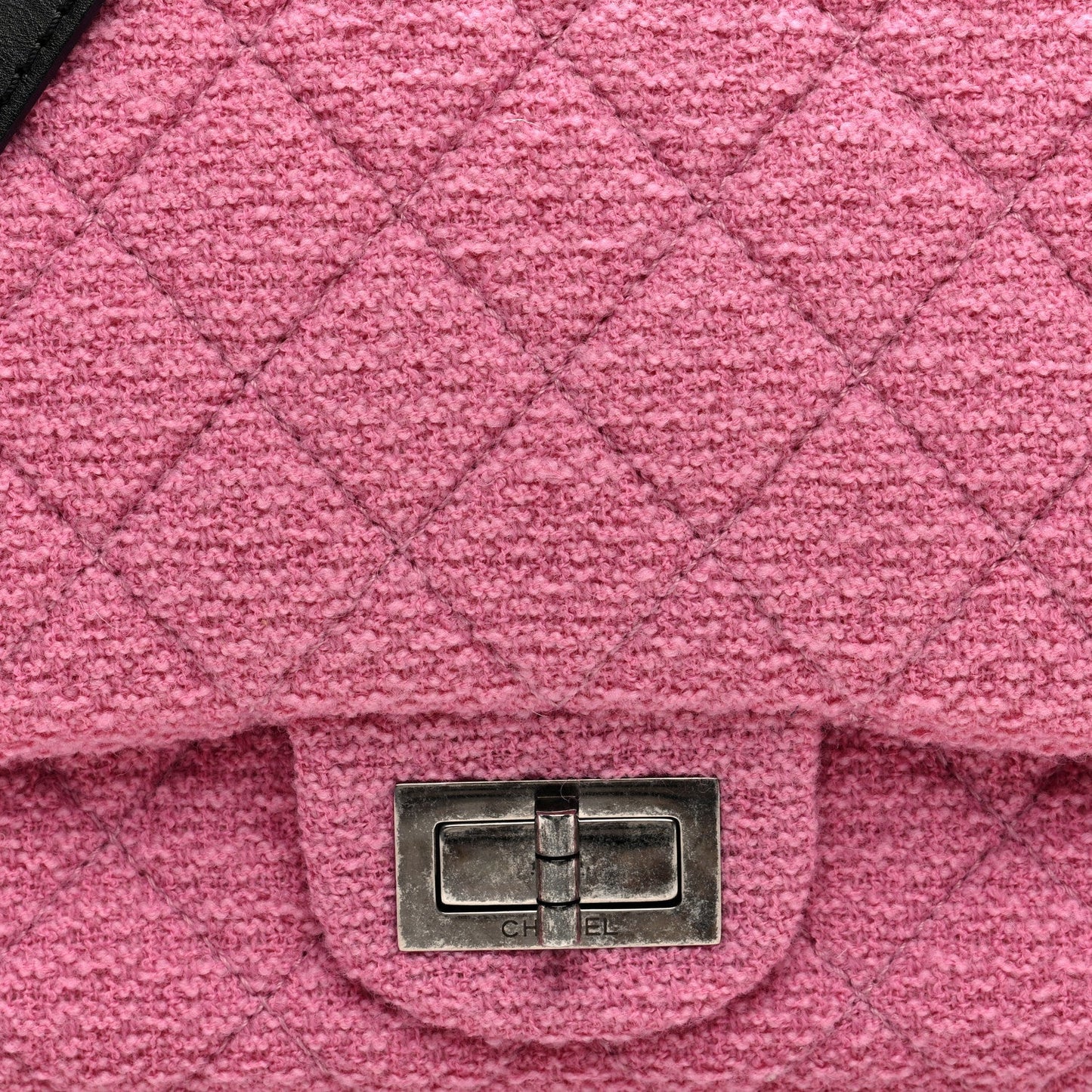 Easy Tweed Jumbo Reissue Messenger Flap Pink Black