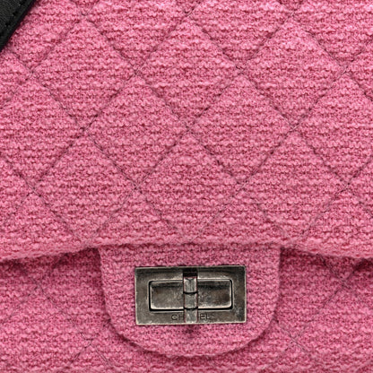 Easy Tweed Jumbo Reissue Messenger Flap Pink Black