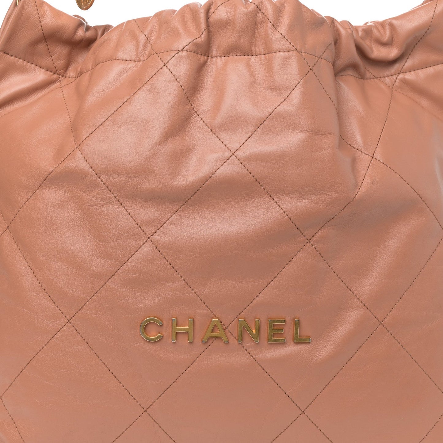Shiny Calfskin Quilted Chanel 22 Brown