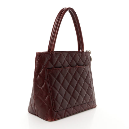 Caviar Quilted Medallion Tote Bordeaux