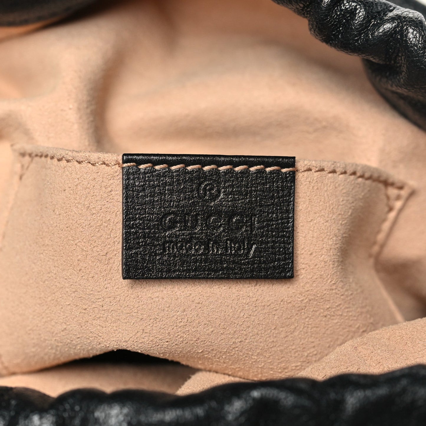 Azalea Sakai Calfskin Horsebit 1955 Drawstring Bucket Bag Black