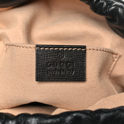 Azalea Sakai Calfskin Horsebit 1955 Drawstring Bucket Bag Black
