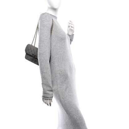 Lambskin Quilted Small CC Chic Flap Grey Dark Navy