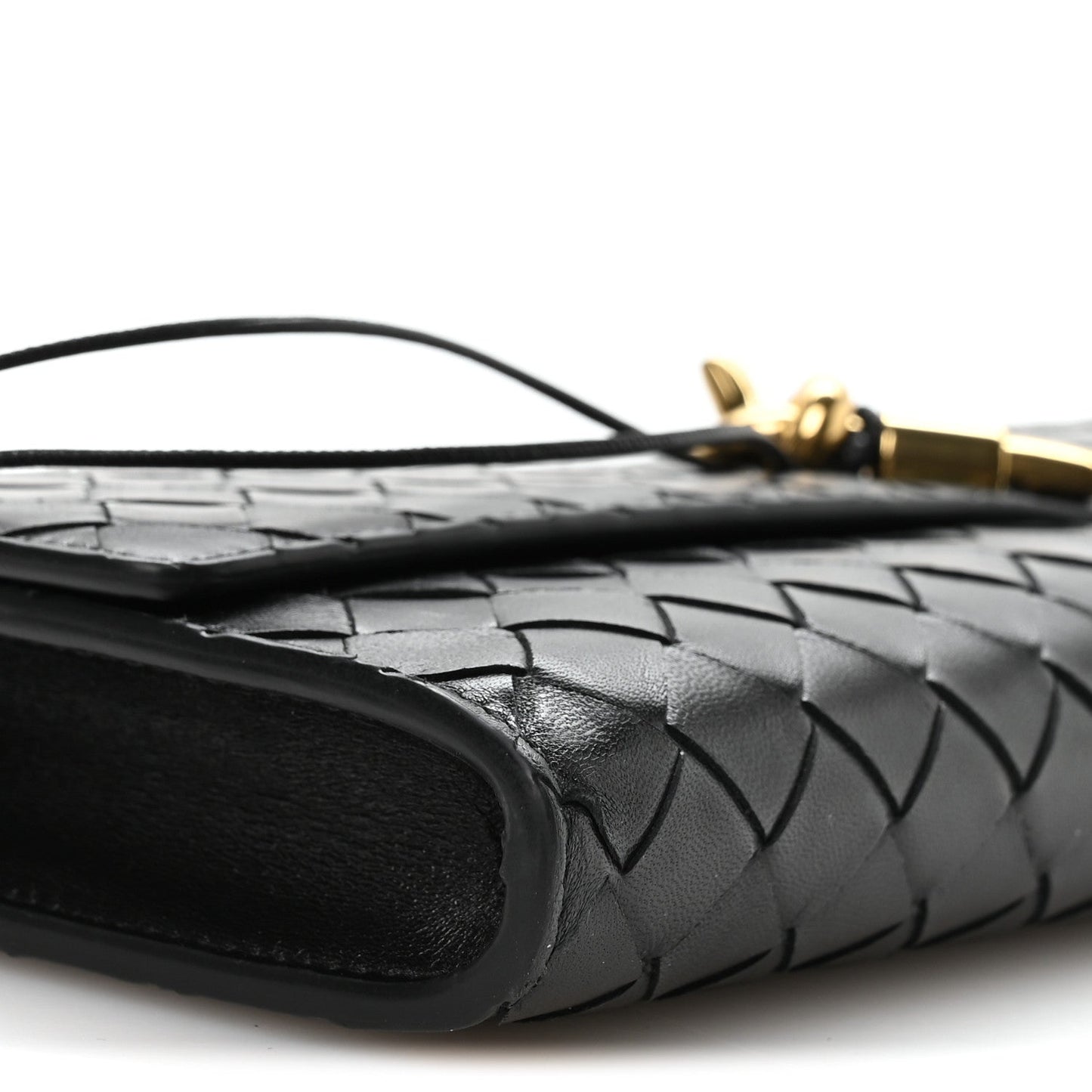 Nappa Intrecciato Long Andiamo Top Handle Clutch Black