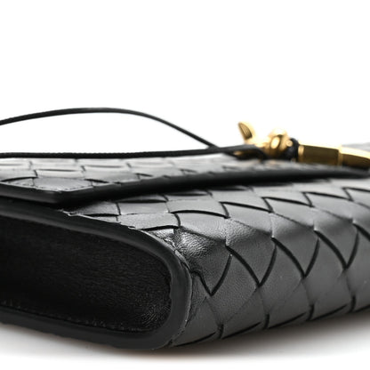 Nappa Intrecciato Long Andiamo Top Handle Clutch Black