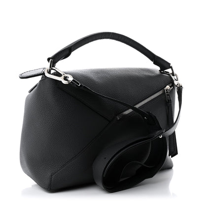 Calfskin Large Puzzle Edge Bag Dark Grey