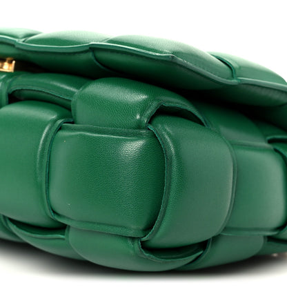 Lambskin Maxi Intreccio Padded Chain Cassette Crossbody Bag Racing Green