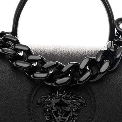Grained Calfskin Small La Medusa Top Handle Bag Black