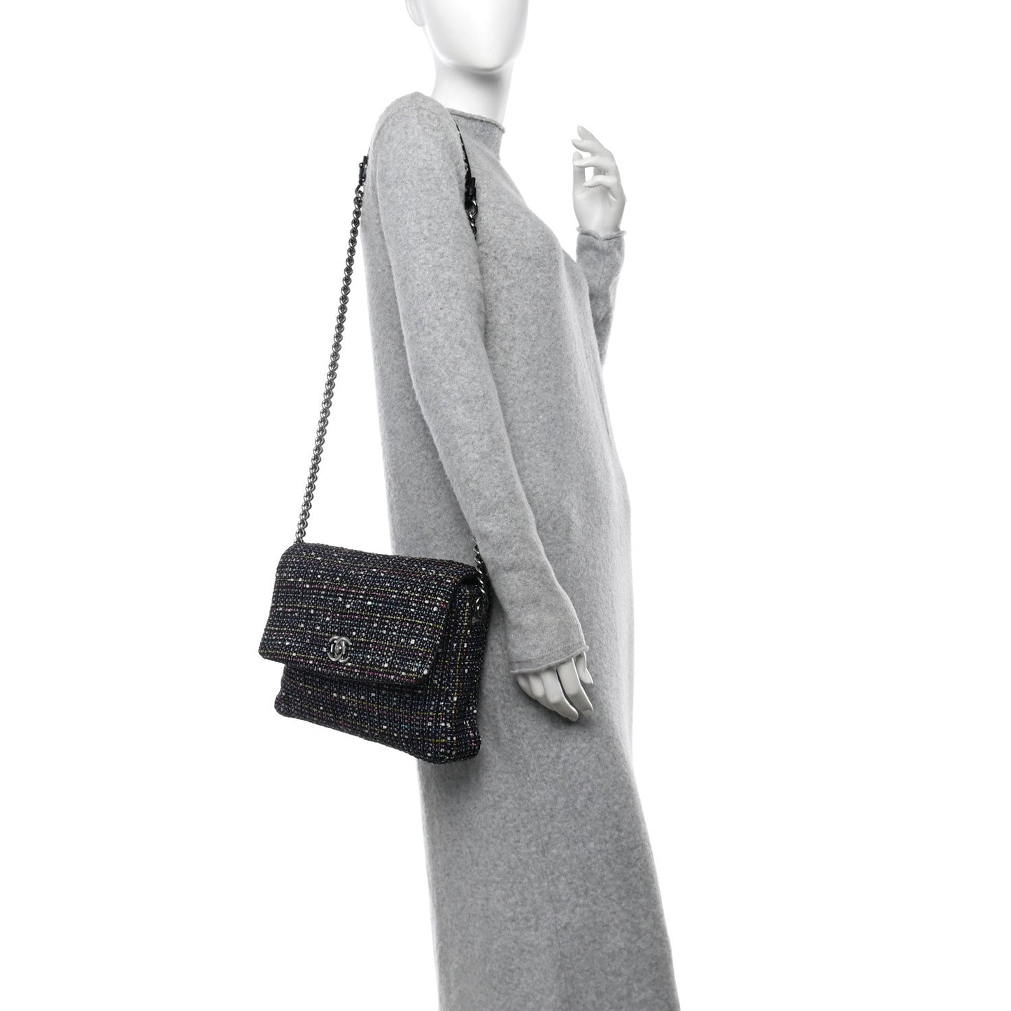 Tweed Small Messenger Flap Navy
