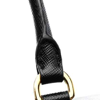 Saffiano Soft Calfskin Mini Zippered Crossbody Tote Black