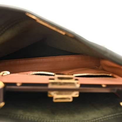 Vitello Seta Shiny Nappa Medium Peekaboo Iconic Satchel Verde Prato Makeup
