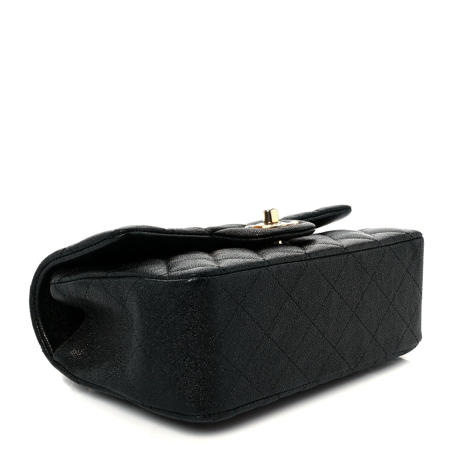Caviar Quilted Mini Top Handle Rectangular Flap Black