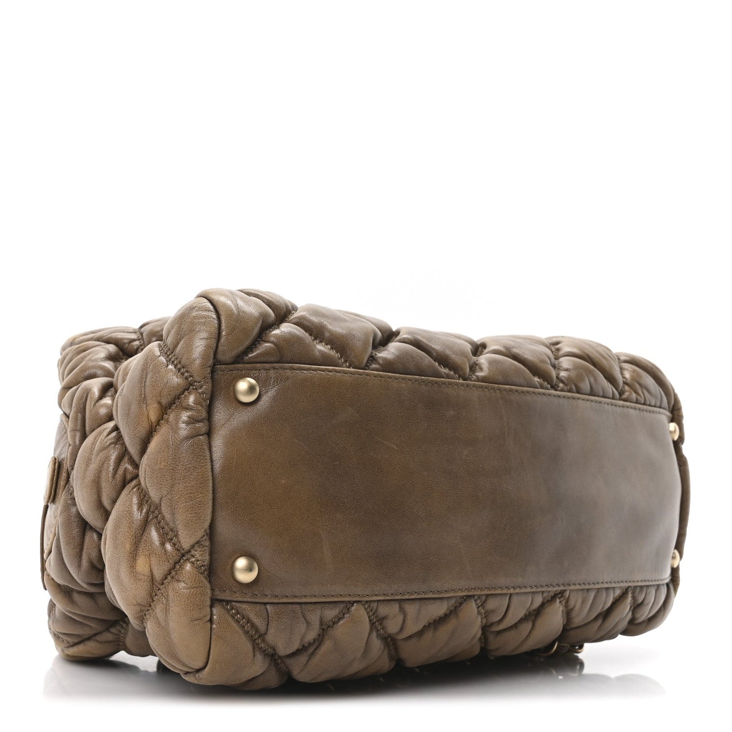 Calfskin Bubble Quilt Bowler Brown
