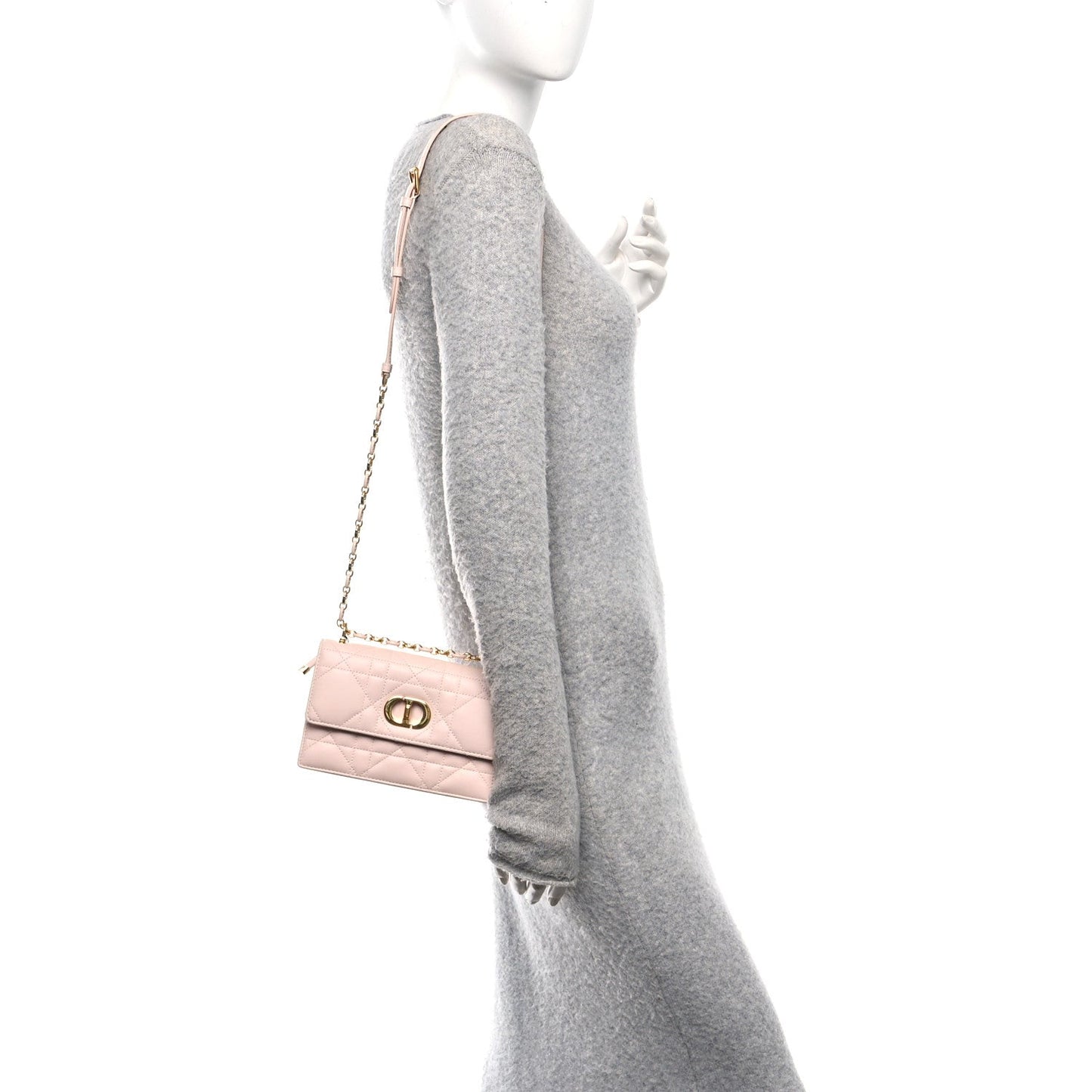 Lambskin Macrocannage Mini Miss Caro Bag Rose Quartz