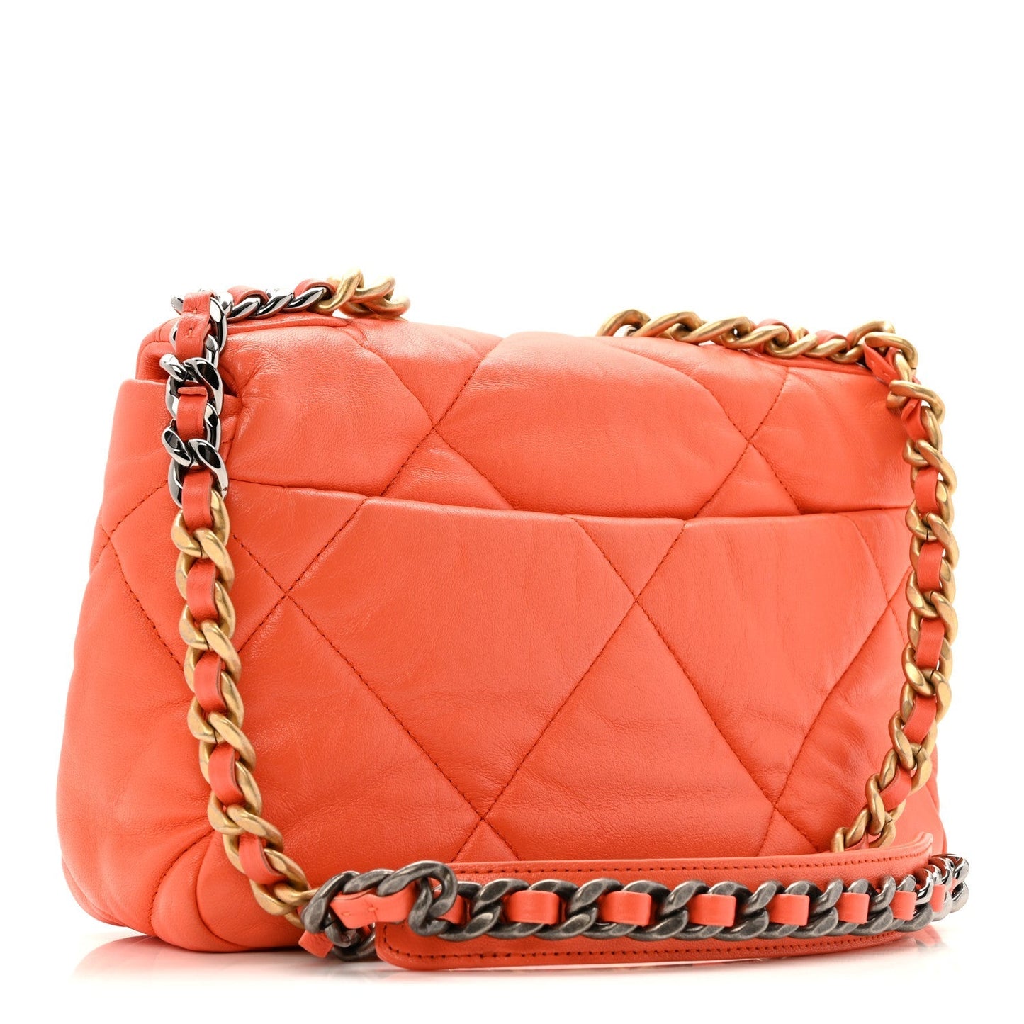 Goatskin Quilted Medium Chanel 19 Flap Orange