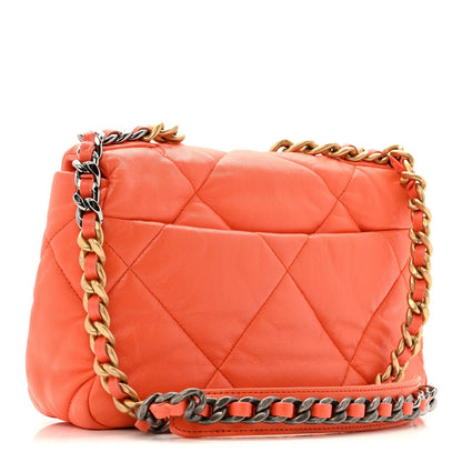 Goatskin Quilted Medium Chanel 19 Flap Orange