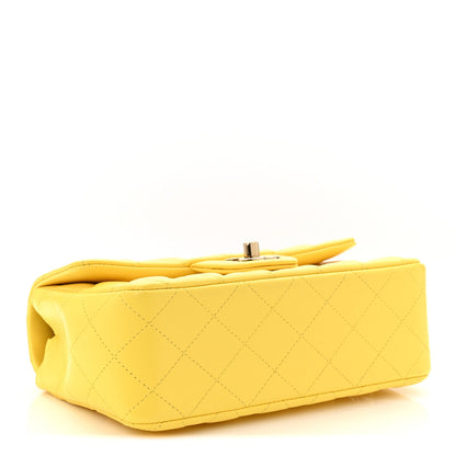Lambskin Quilted Mini Rectangular Flap Yellow