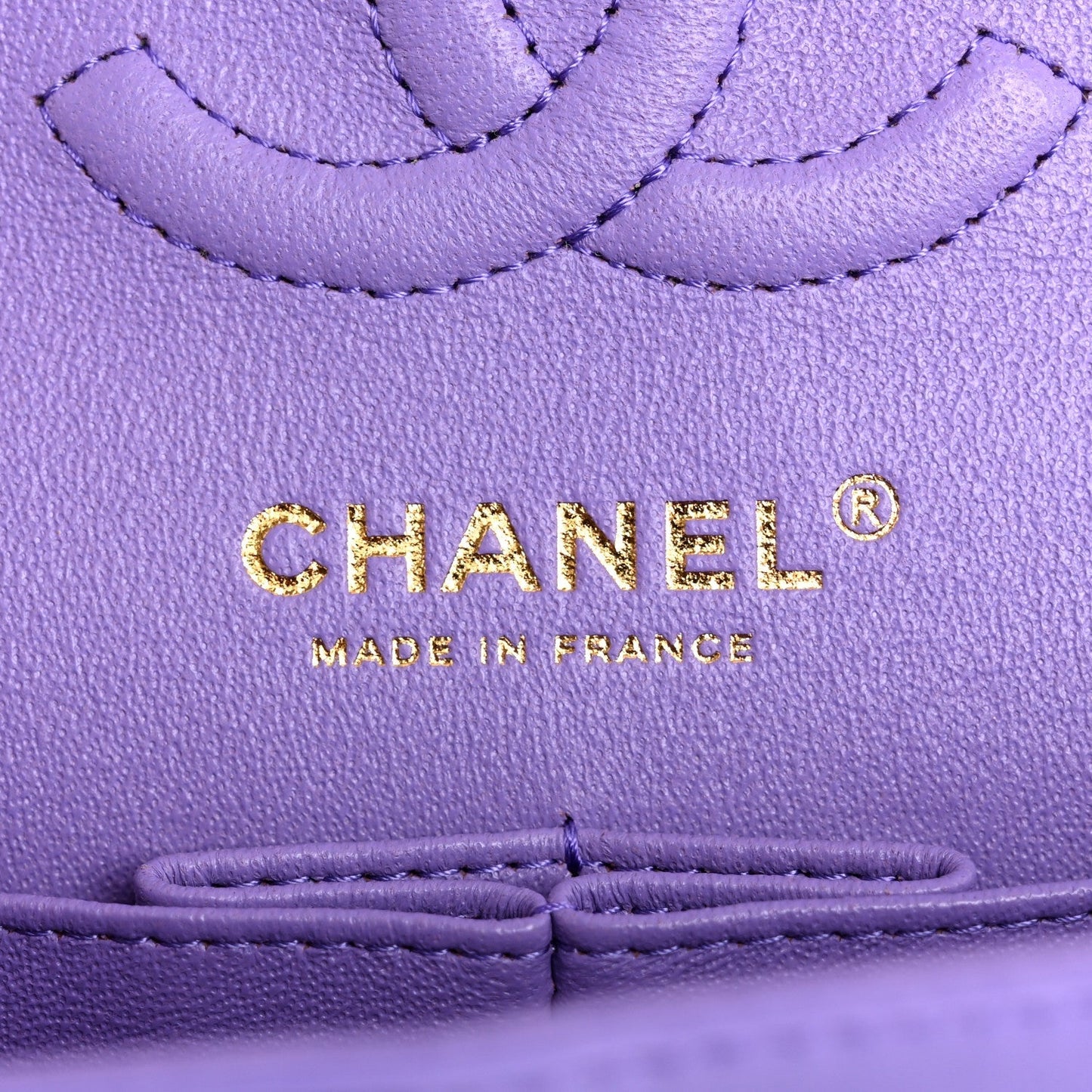 Lambskin Chevron Quilted Small Double Flap Purple