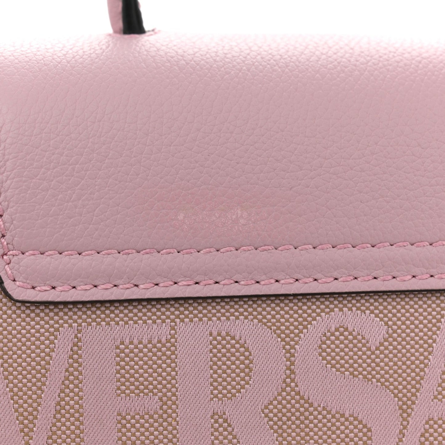 Calfskin Canvas Allover La Medusa Small Top Handle Handbag Pink