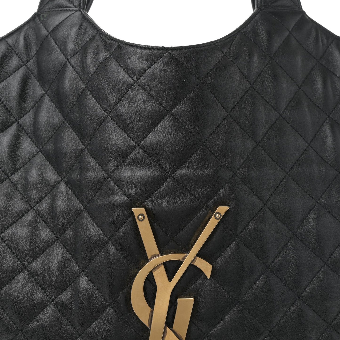 Lambskin Quilted Maxi Icare Shopping Tote Black