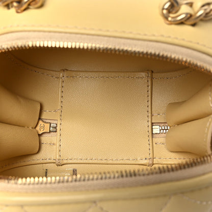 Lambskin Quilted CC Bubble Vanity Case With Chain Light Yellow