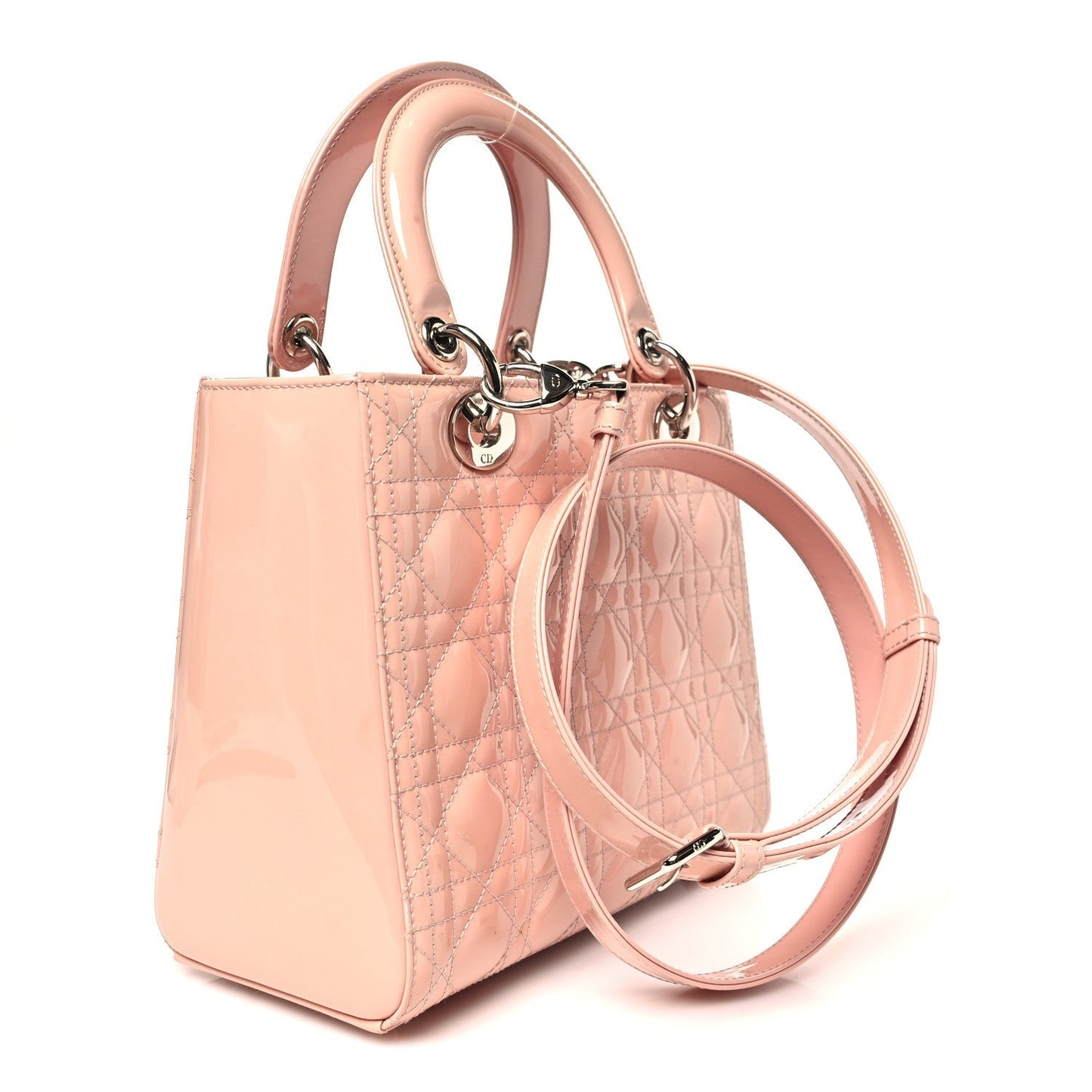 Patent Cannage Medium Lady Dior Light Pink