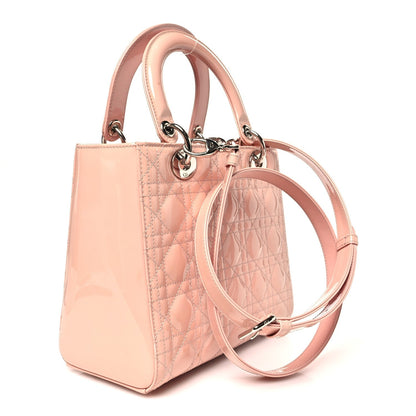Patent Cannage Medium Lady Dior Light Pink