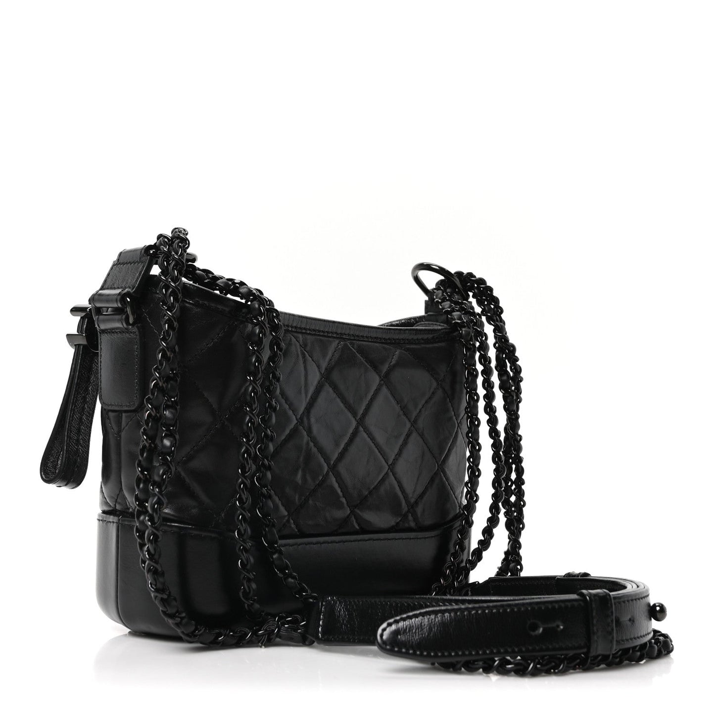 Aged Calfskin Quilted Small Gabrielle Hobo So Black