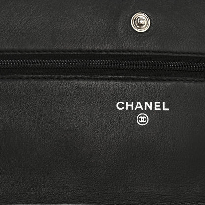 Patent Quilted Wallet On Chain WOC Black