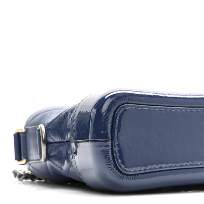 Patent Goatskin Quilted Small Gabrielle Hobo Blue