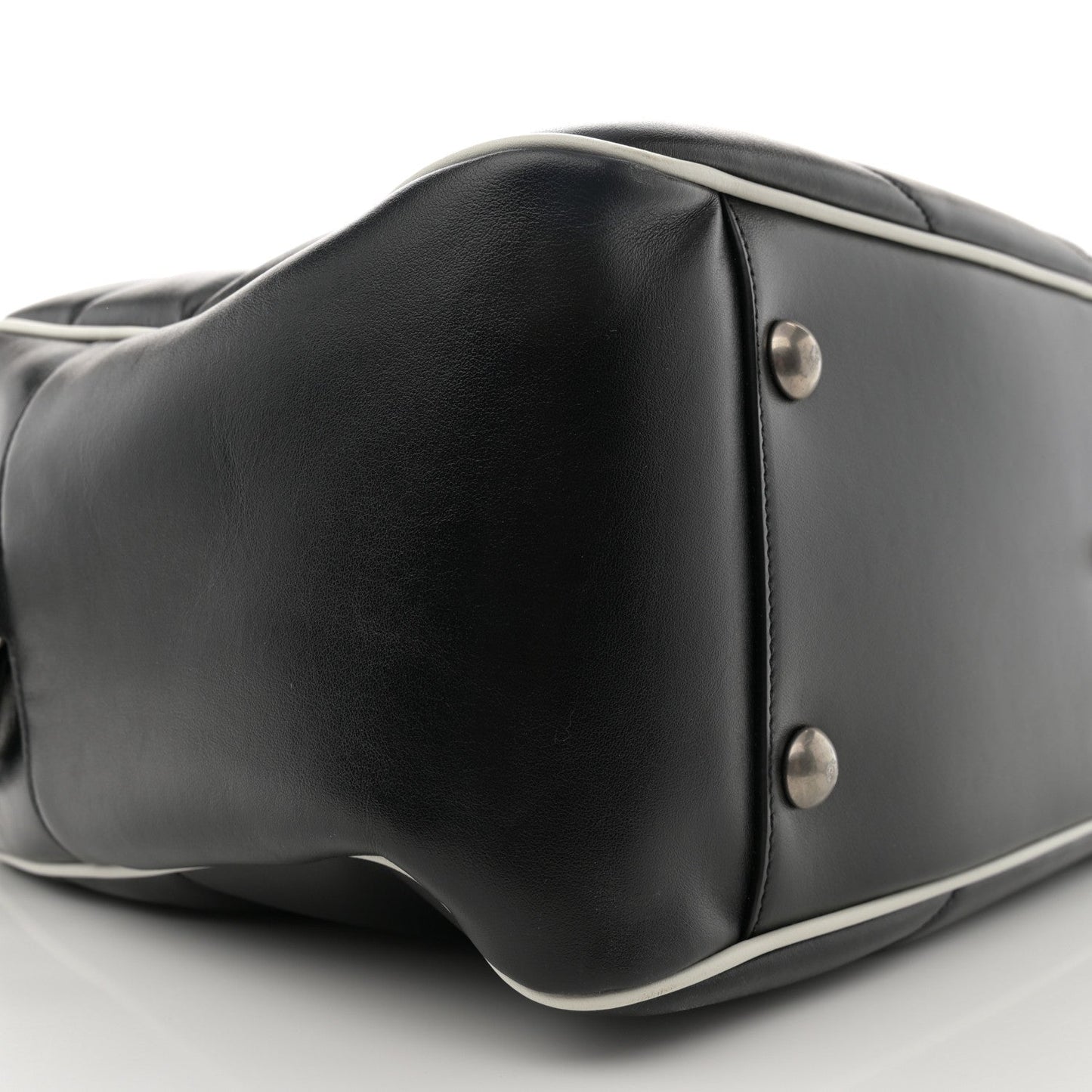 Calfskin Medium Miles Logo Bowler Duffel Bag Black