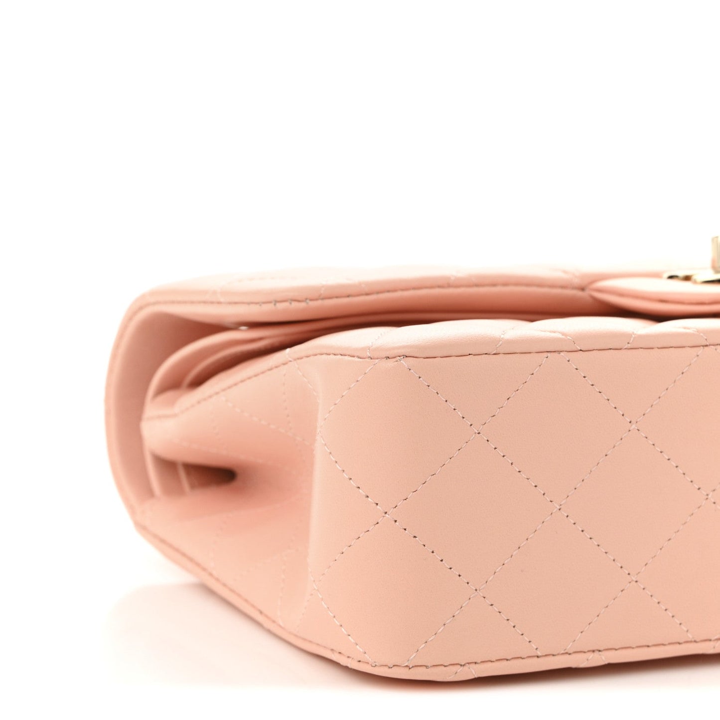 Lambskin Quilted Small Double Flap Light Pink
