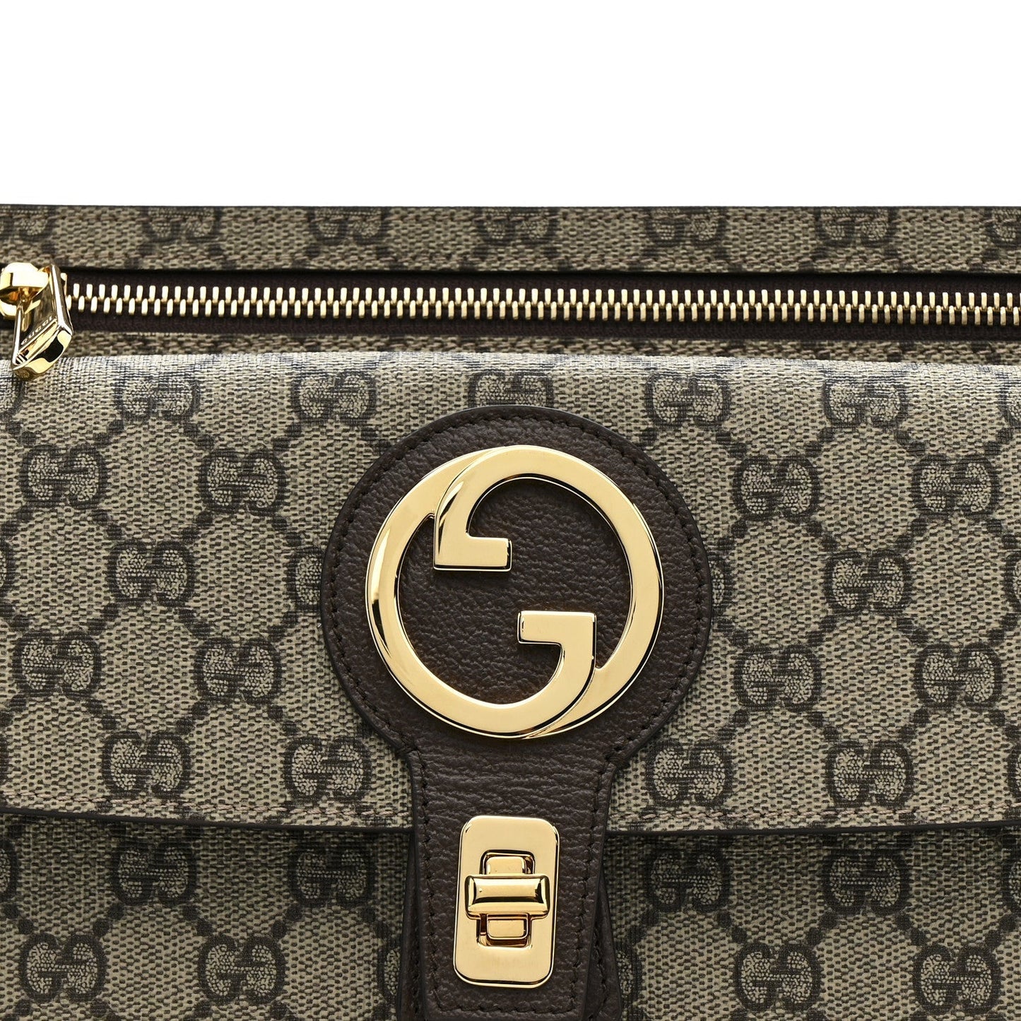 GG Supreme Monogram Textured Dollar Calfskin Blondie Belt Bag Beige Ebony New Acero