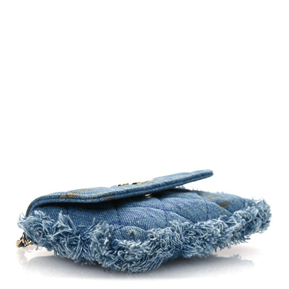 Denim Quilted Denim Mood Clutch With Chain Blue Multicolor
