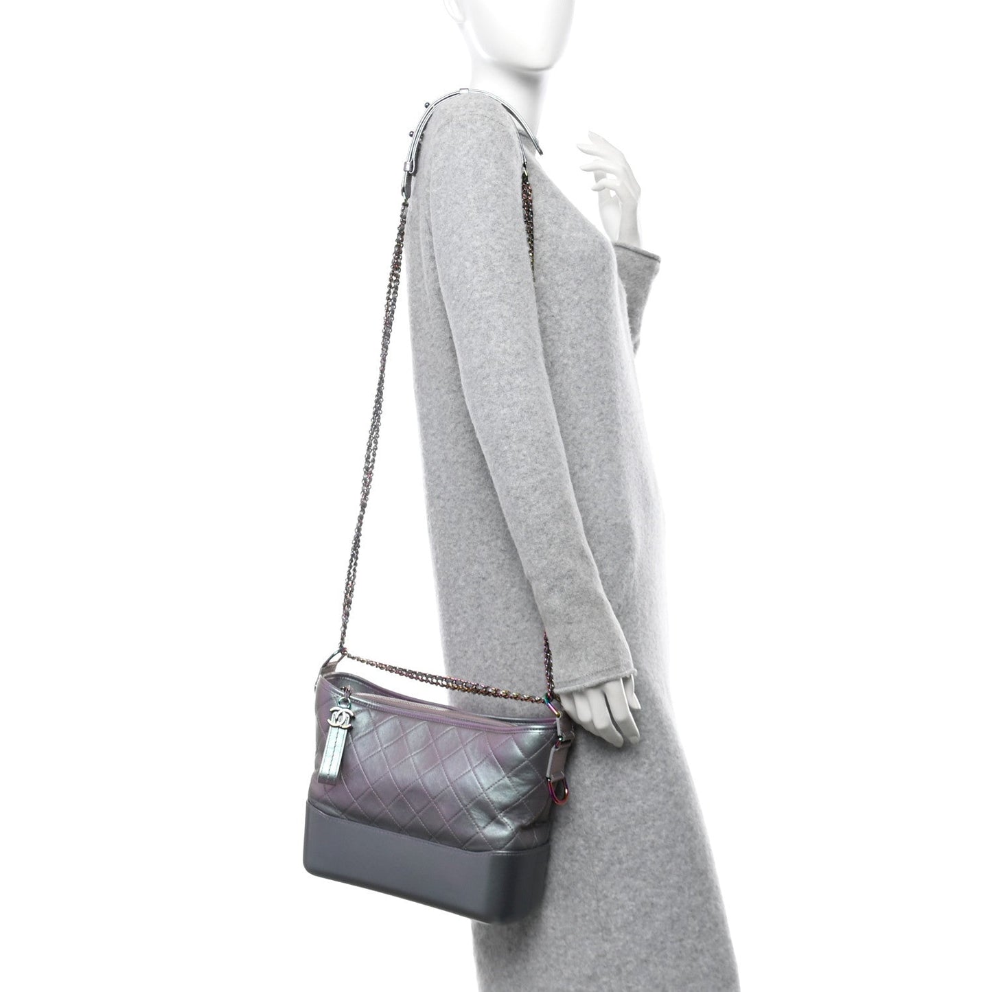 Iridescent Lambskin Calfskin Quilted Medium Gabrielle Hobo Light Purple