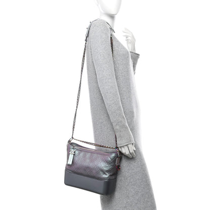 Iridescent Lambskin Calfskin Quilted Medium Gabrielle Hobo Light Purple