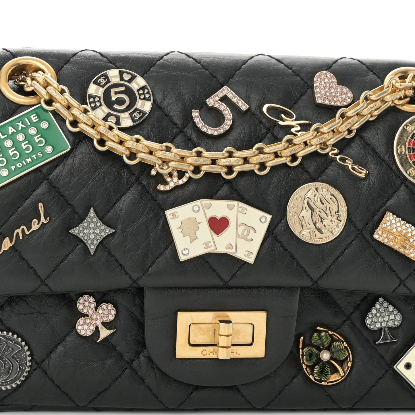 Aged Calfskin Quilted Casino 2.55 Reissue Mini Flap  Black