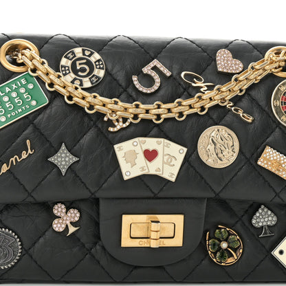 Aged Calfskin Quilted Casino 2.55 Reissue Mini Flap  Black