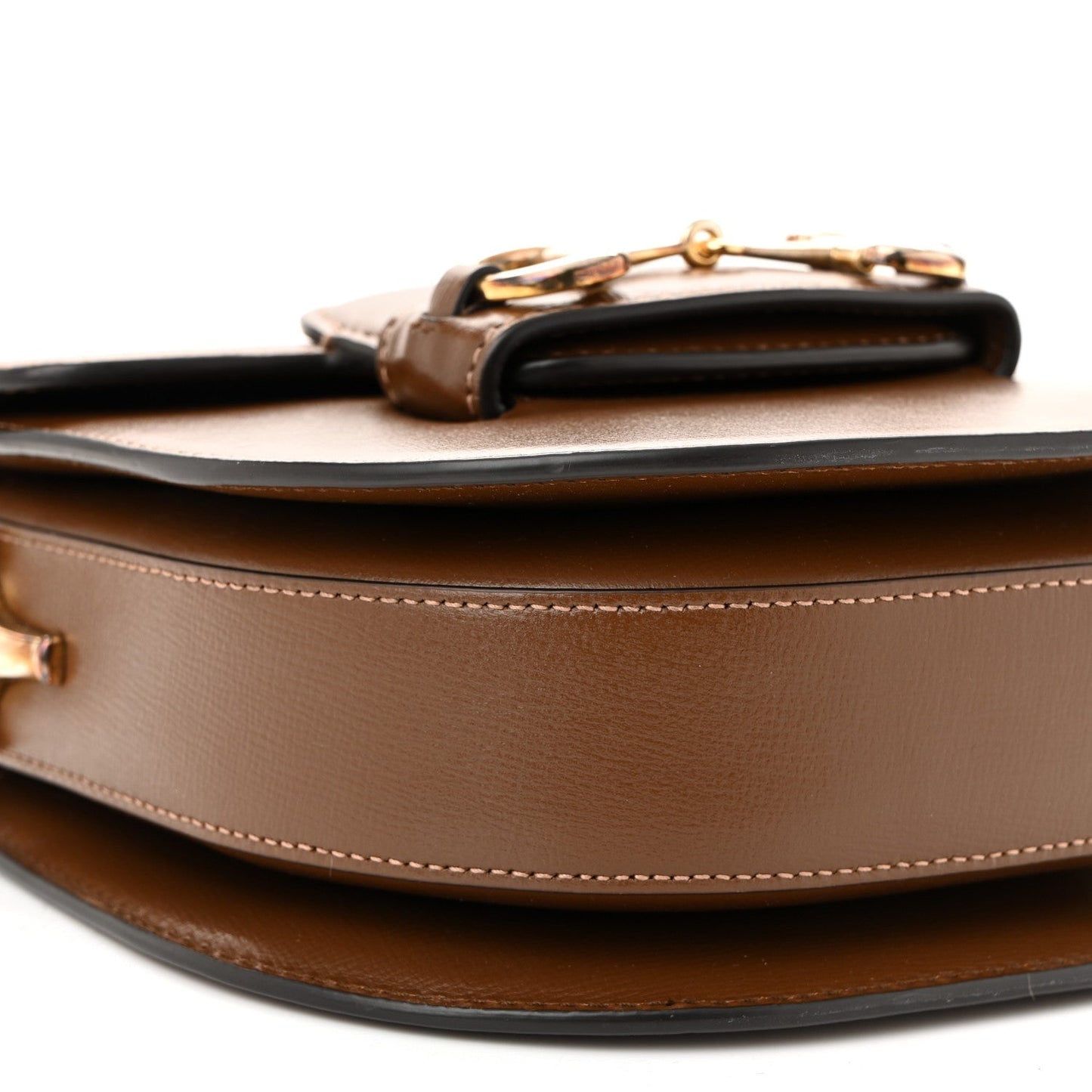 Azalea Calfskin Mini Horsebit 1955 Rounded Shoulder Bag Brown Sugar