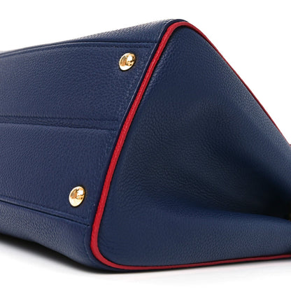 Grained Calfskin Monogram Double V Blue Marine
