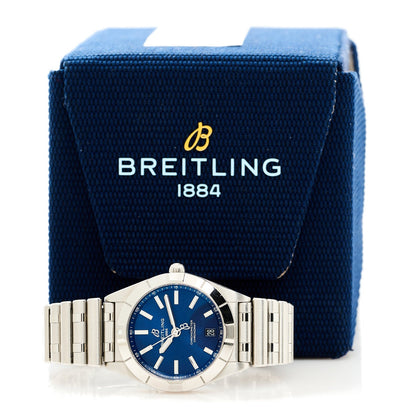 Stainless Steel 32mm Chronomat Quartz Watch Blue A77310101C1A1