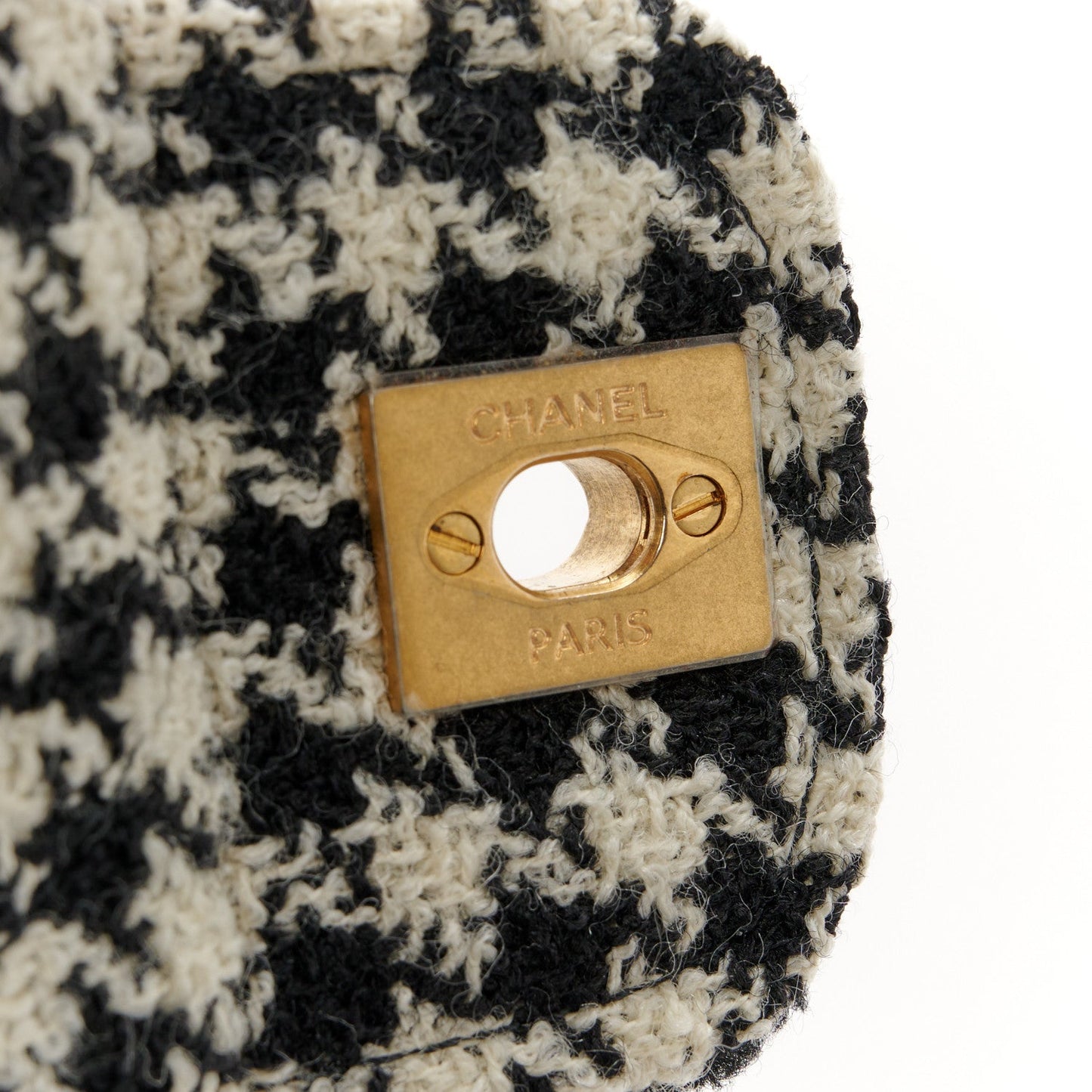 Shearling Sheepskin Tweed Quilted Single Flap Black
