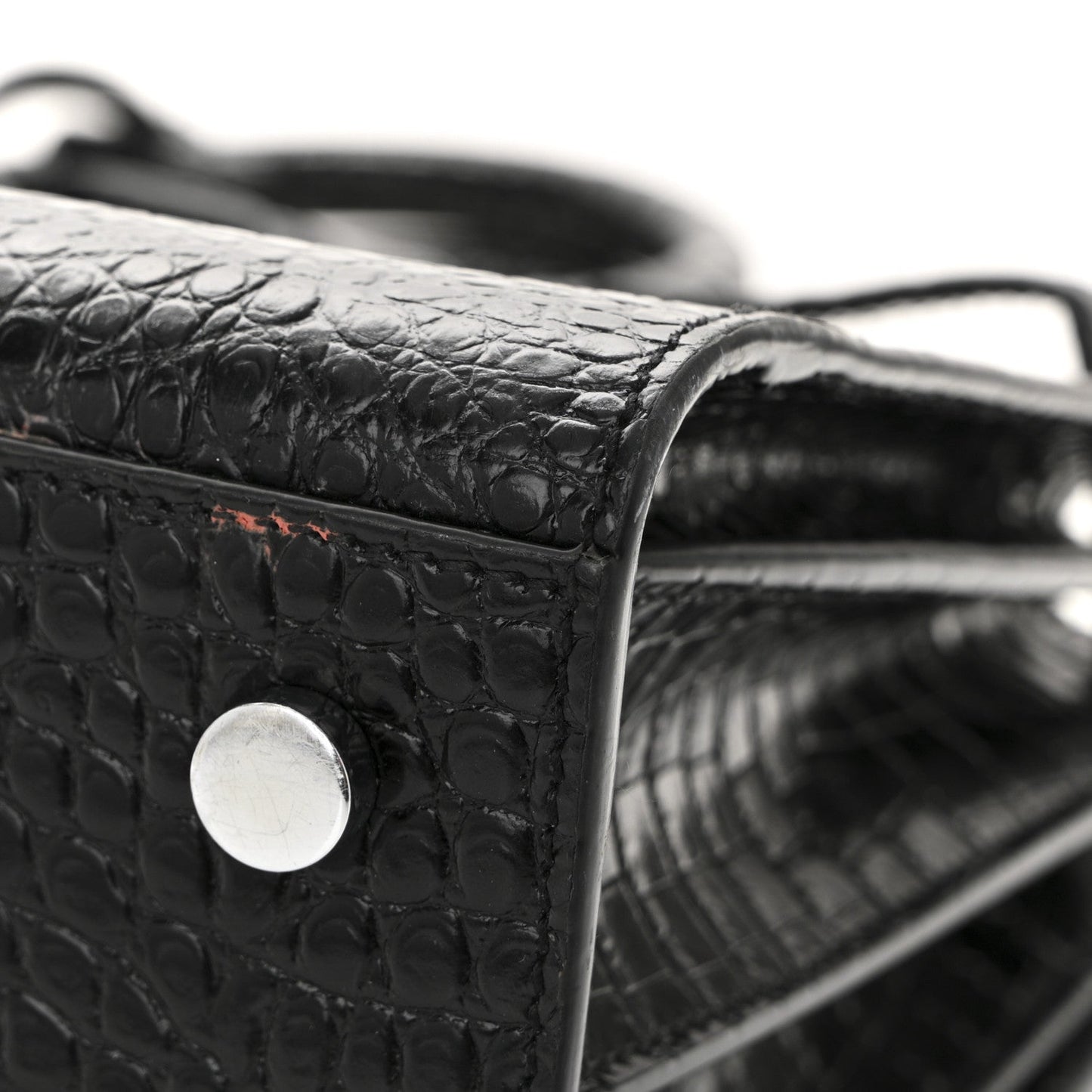 Calfskin Crocodile Embossed Baby Sac De Jour Black