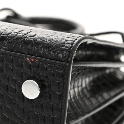 Calfskin Crocodile Embossed Baby Sac De Jour Black
