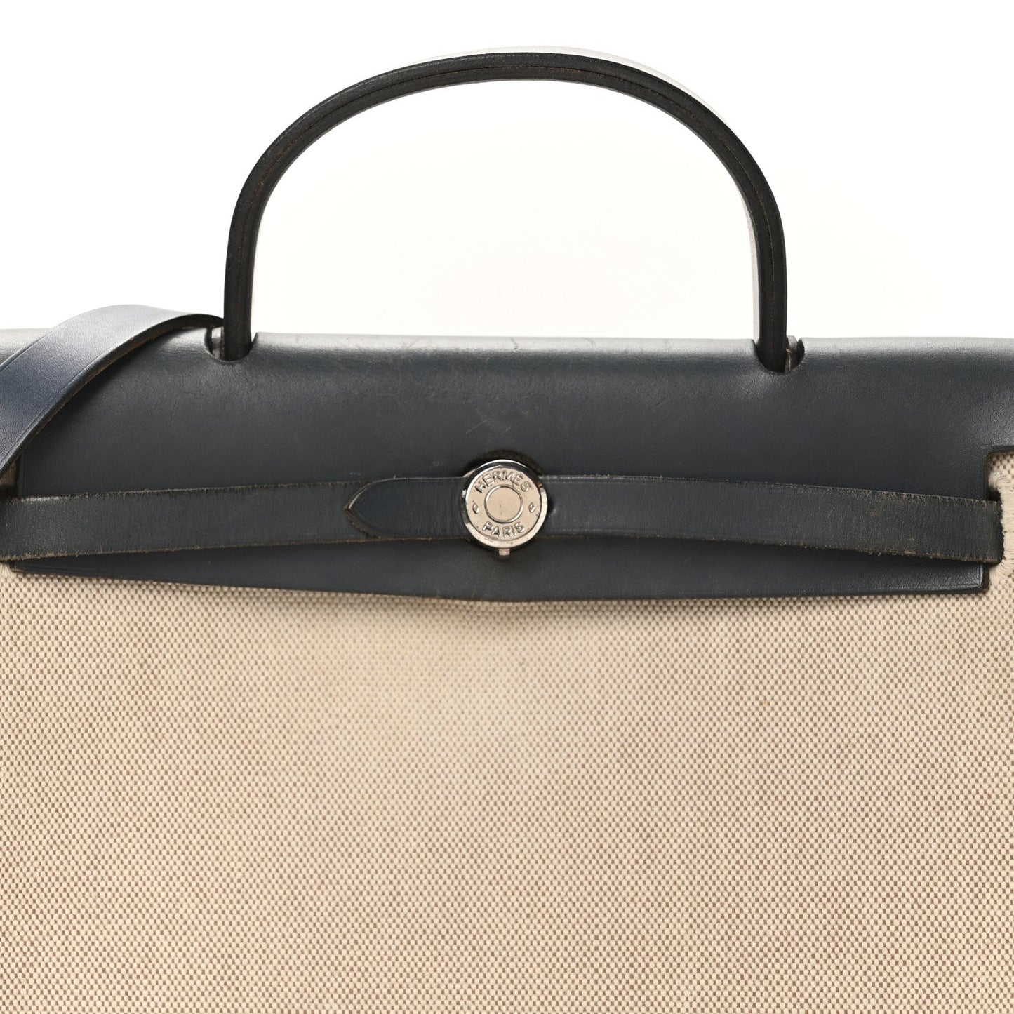 Toile Vache Calfskin Herbag PM 30 Navy Bleu Natural
