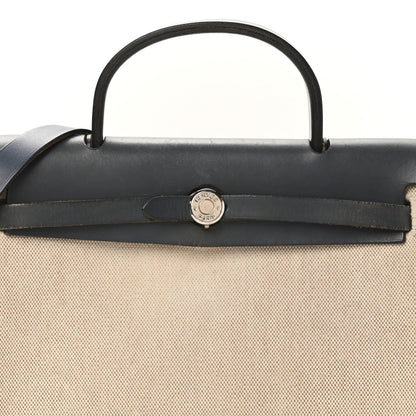 Toile Vache Calfskin Herbag PM 30 Navy Bleu Natural