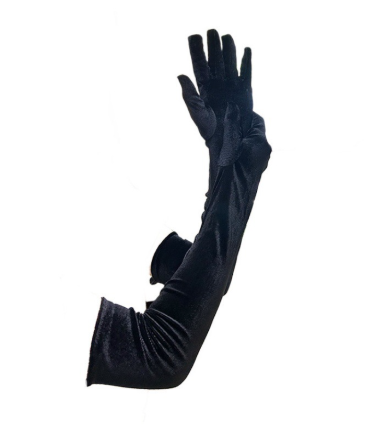 20s black bridal gloves wedding gloves long velvet women's gloves opera evening gloves     S6228