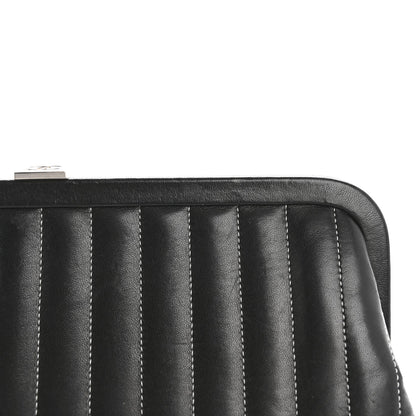 Lambskin Vertical Quilted Mademoiselle Clutch Black