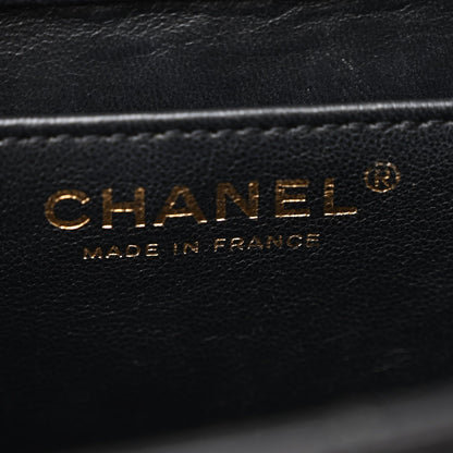 Patent Calfskin Quilted Mini Square Flap Black