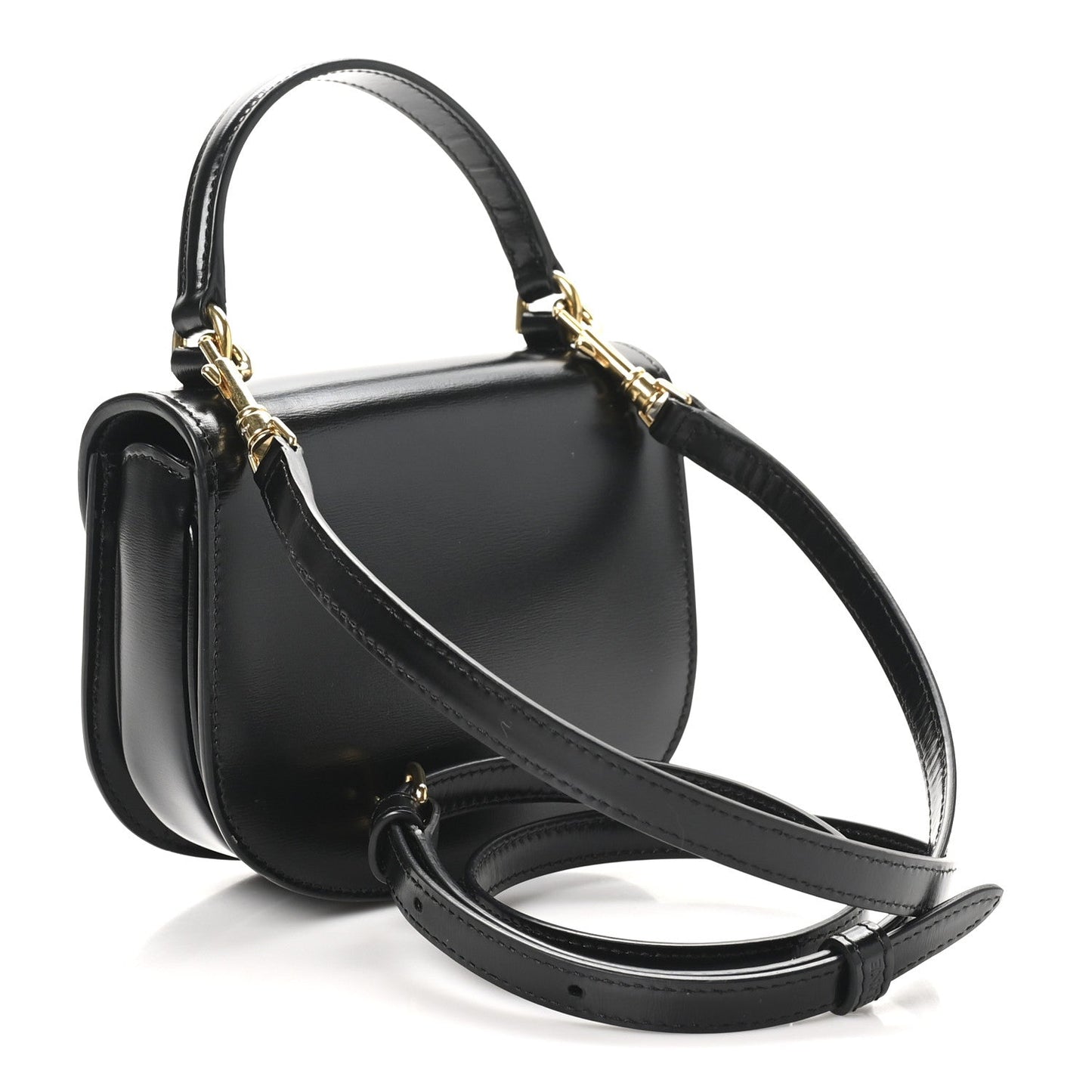 Shiny Calfskin Triomphe Mini Besace Clea Black